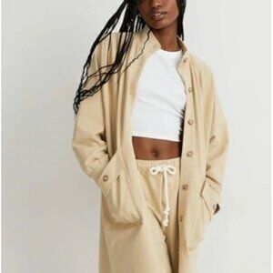 Madewell Womens Tan structure long line Coat Trench size Large outerwear